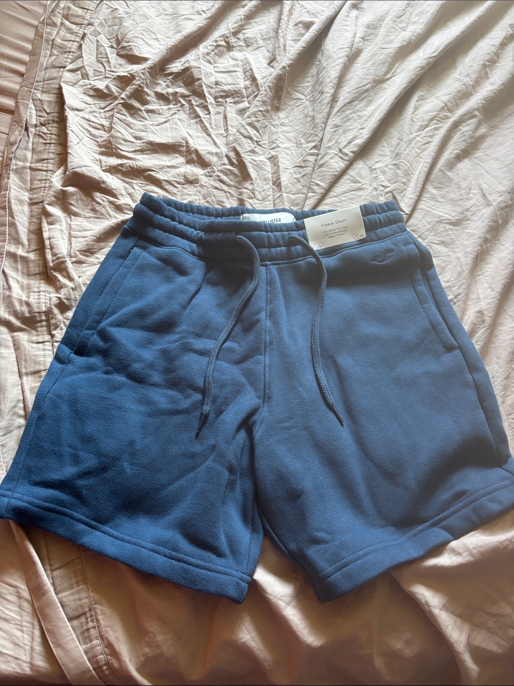 Hollister Men Blue Fleece Drawstring Shorts with pockets XS